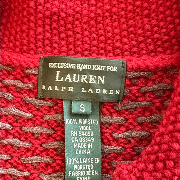 Vintage Lauren Ralph Lauren Red Wool Knit Sweater - Picture 2 of 6